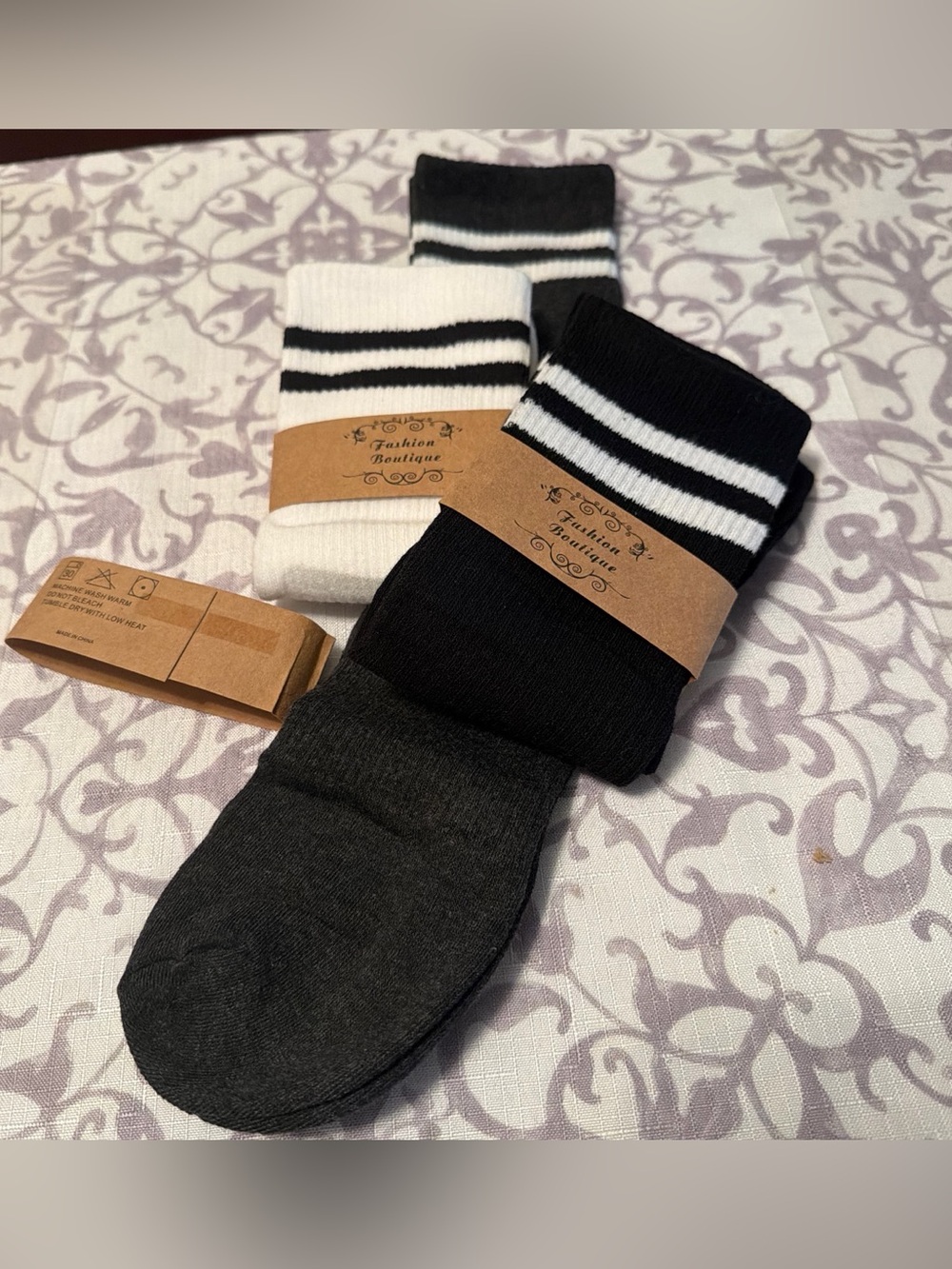 Women’s Triple Pack Crew Socks - Black, White, Charcoal